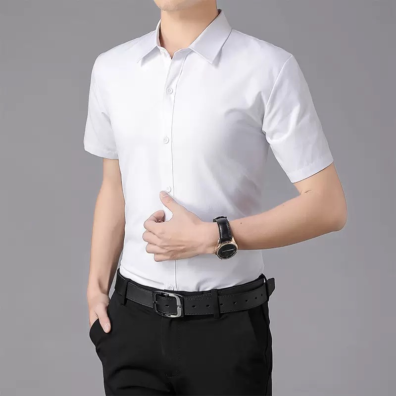 Men Formal Wear Shirts - Zomer dun wit overhemd met korte