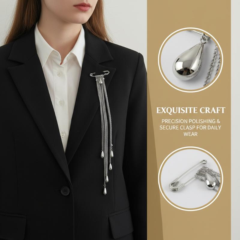 Mens Formal Look - Elegante waterdruppel-broche met kwast voor heren,