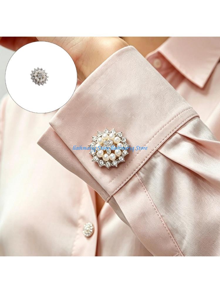 Mens Formal Look - 573B Sneeuwvlokmanchetknopen met kraalclusterdetail en heldere