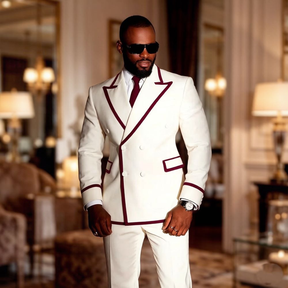 Witte dubbelgeknoopte pakken v - Mens Formal Look recensie en prijs